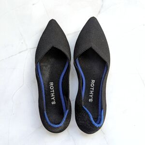 Rothy's The Point Black Washable Flat Shoes Size 5.5 Original